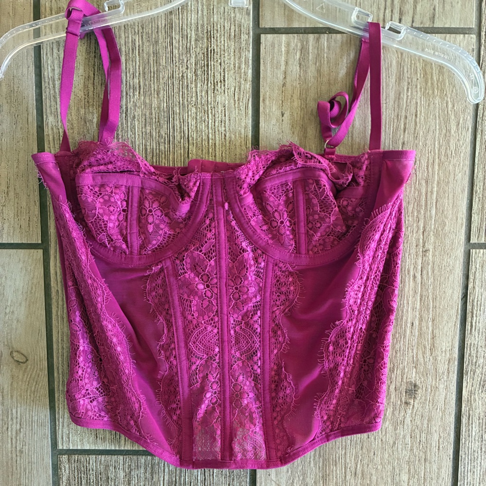 Lace Bustier Top in Fuchsia